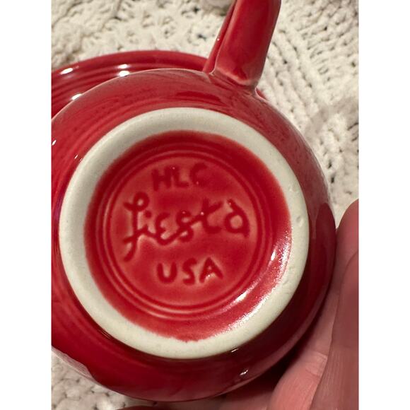 Fiesta Scarlet Cup & Saucer set by Homer Laughlin Red Retro Stoneware Ceramic - Picture 4 of 8